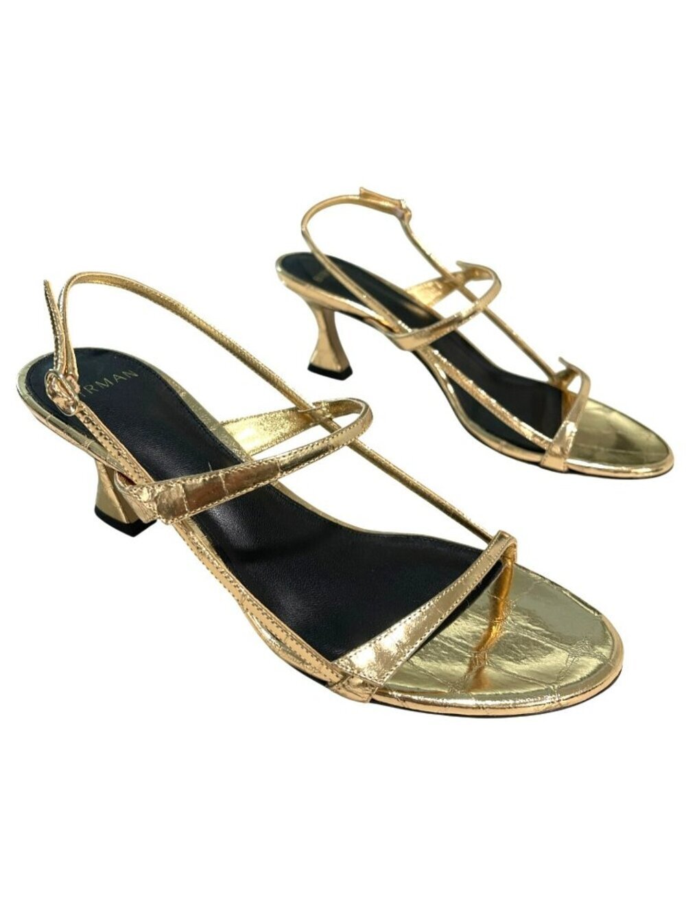 Alexandre Birman $695 Gold Strappy Tita Croco Cage Slingback Sandals 38 8
